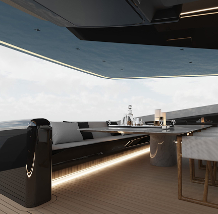 Dining table on a yacht